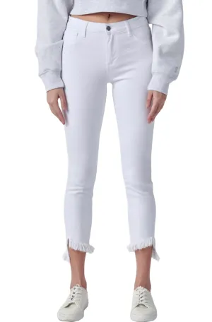 Mid Rise slanted fray Distressed cropped skinny Jean