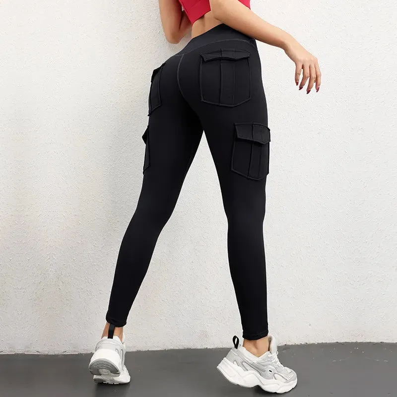 Multi-Pocket High Waist Yoga Leggings For Women Slim Fit