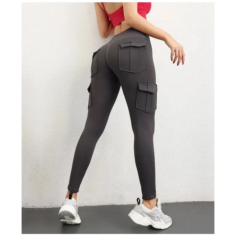 Multi-Pocket High Waist Yoga Leggings For Women Slim Fit