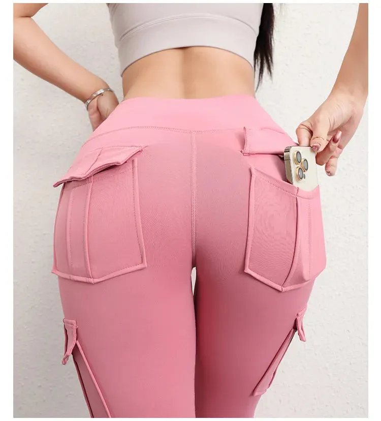 Multi-Pocket High Waist Yoga Leggings For Women Slim Fit