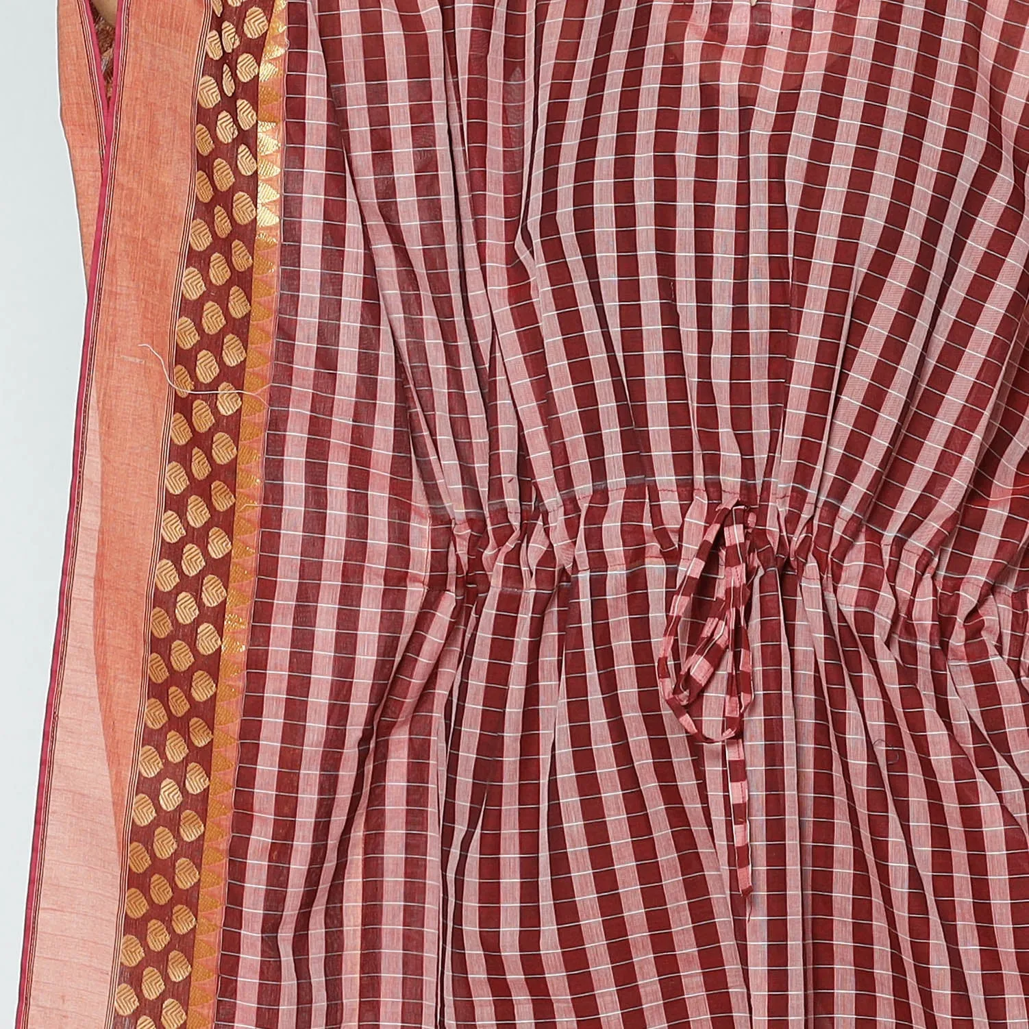 Multicolor - Kanchipuram Checks Cotton Kaftan with Tie-Up Waist (Medium)