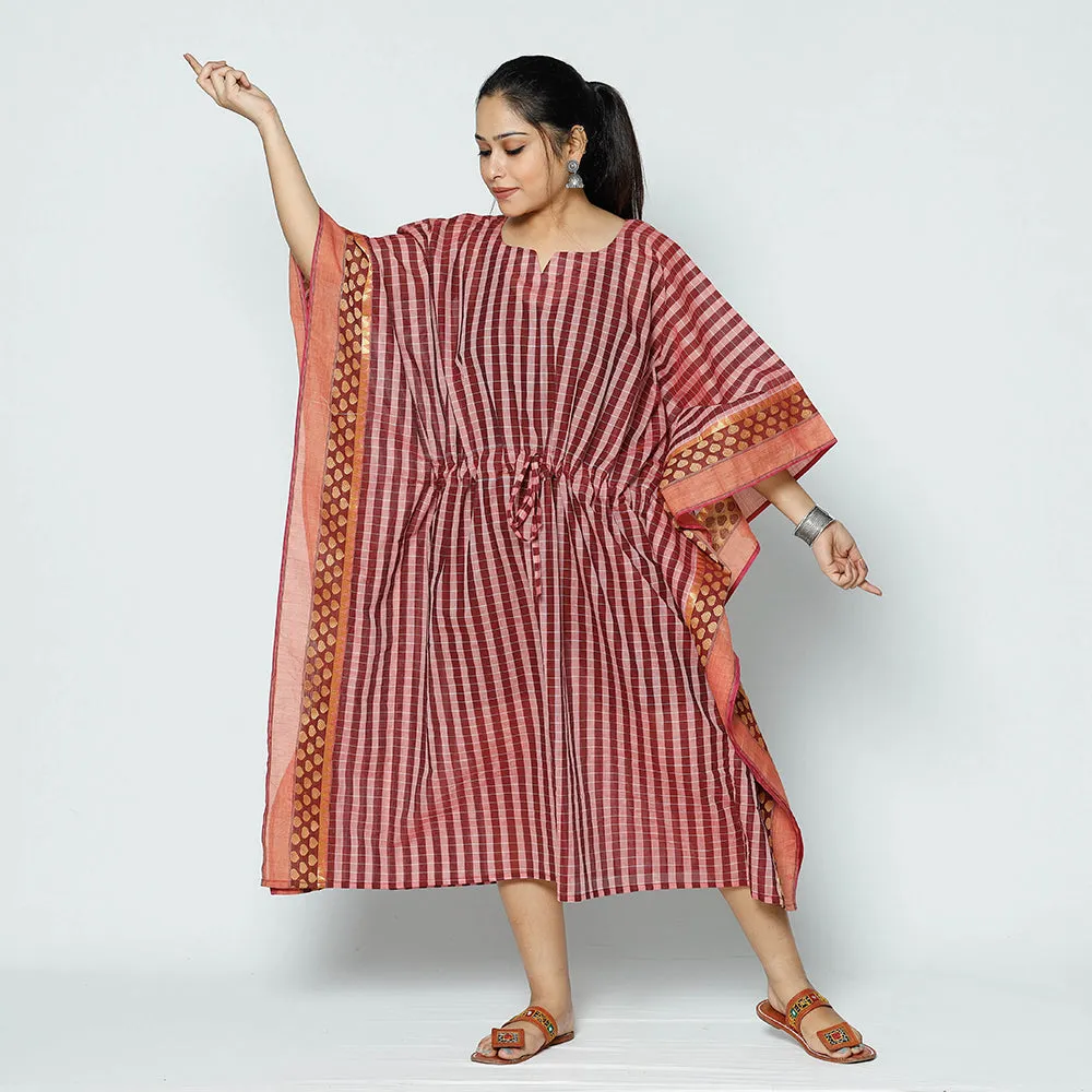 Multicolor - Kanchipuram Checks Cotton Kaftan with Tie-Up Waist (Medium)
