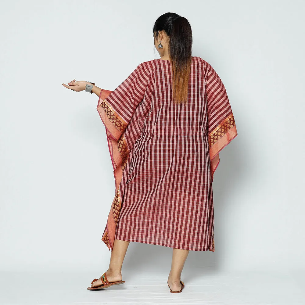 Multicolor - Kanchipuram Checks Cotton Kaftan with Tie-Up Waist (Medium)