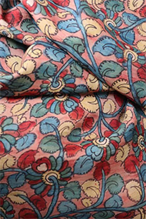 Natural Dye Hand-Painted Kalamkari Silk Fabric X 0.50 mtr