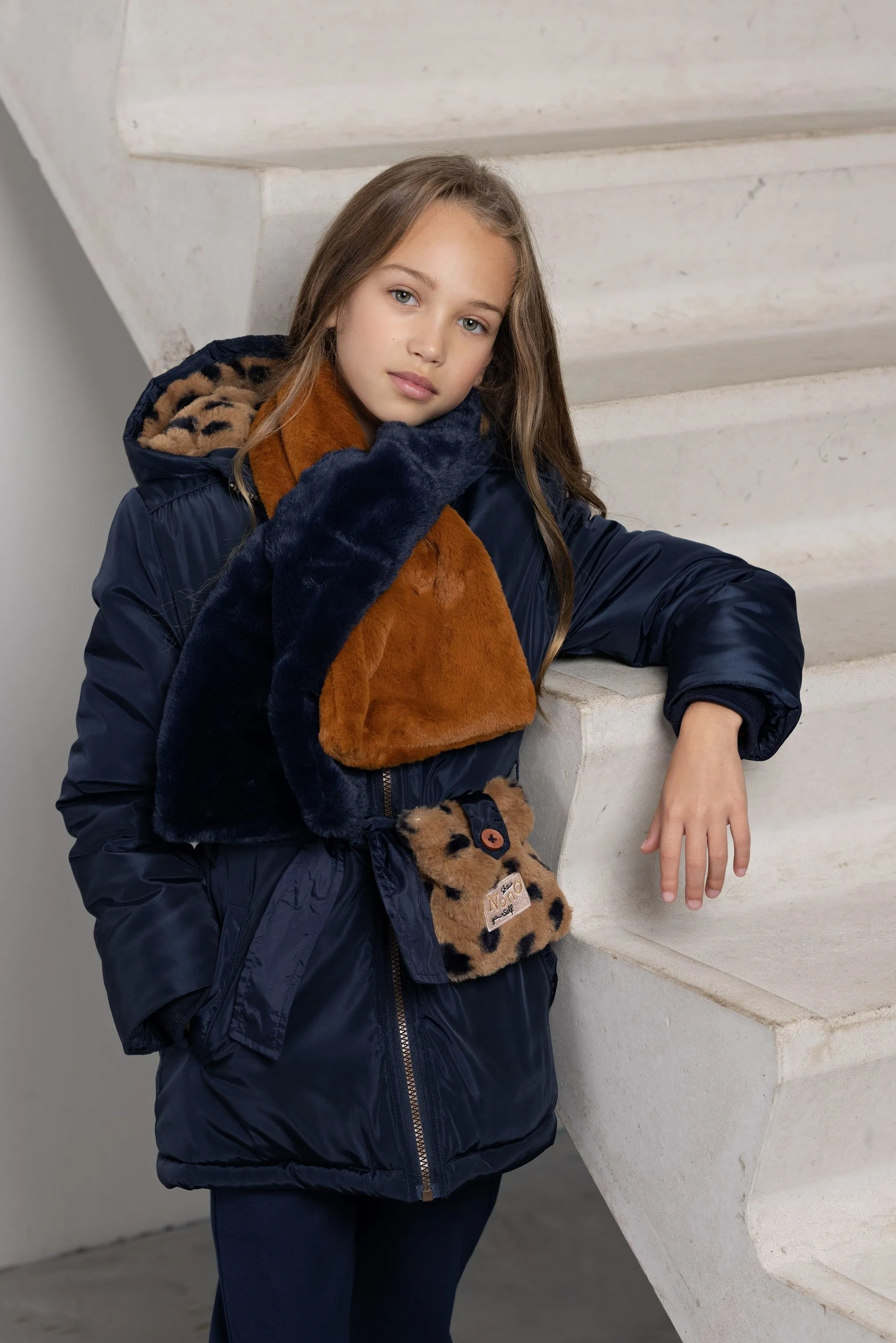 NoNo Bow hooded parka style jacket with little bag