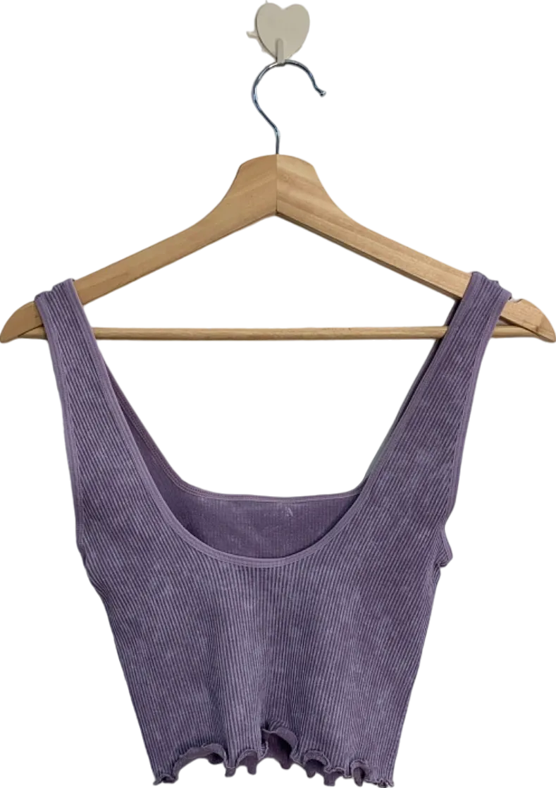 Out From Under Purple Lettuce Edge Acid Wash Tank Top UK S