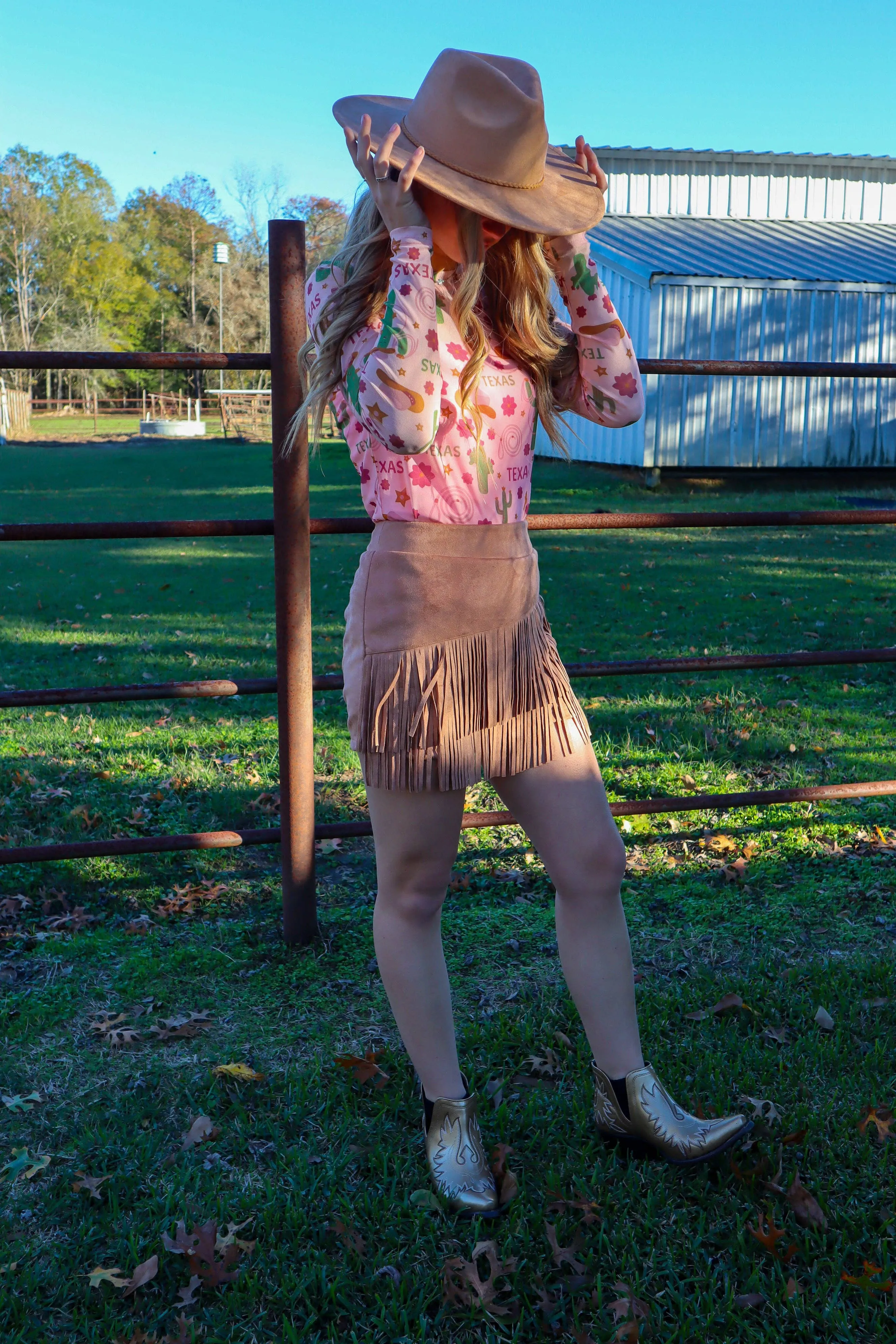 Pastel Texas Cactus Long Sleeve Mesh Top / Stuffology Boutique