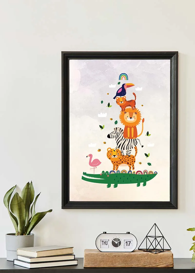 Pile of Animals Kids Illustration Print