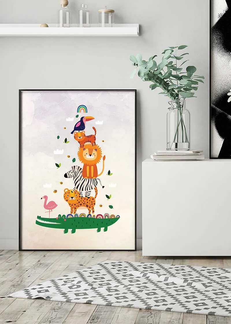 Pile of Animals Kids Illustration Print
