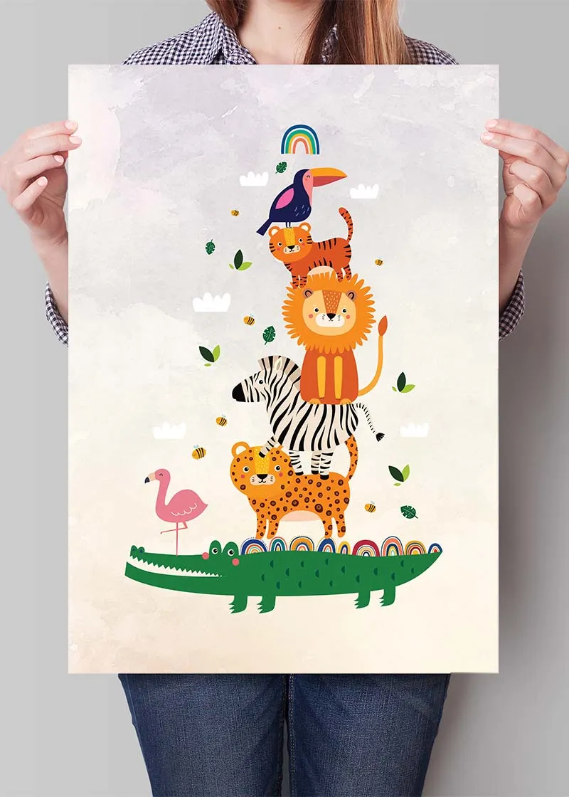 Pile of Animals Kids Illustration Print