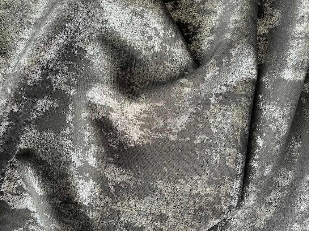 Planetary Soft Black & Silver Stretch Polyester (Made in Italy)