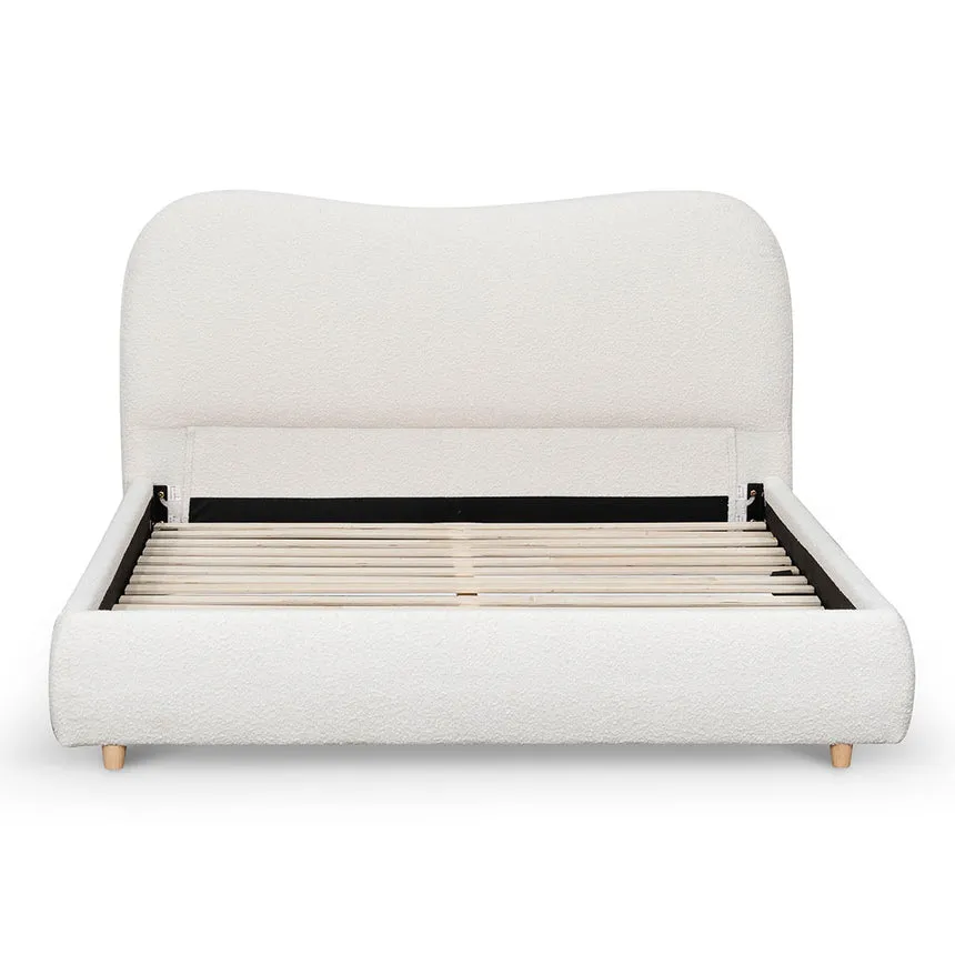 Queen Bed Frame - Cream White Boucle