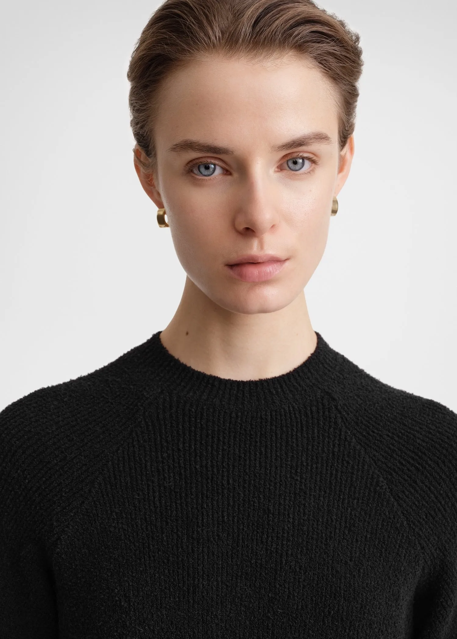 Raglan-sleeve terry knit black