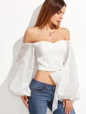 “Runway couture” balloon sleeve crop top