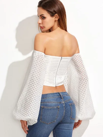 “Runway couture” balloon sleeve crop top