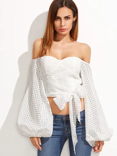 “Runway couture” balloon sleeve crop top