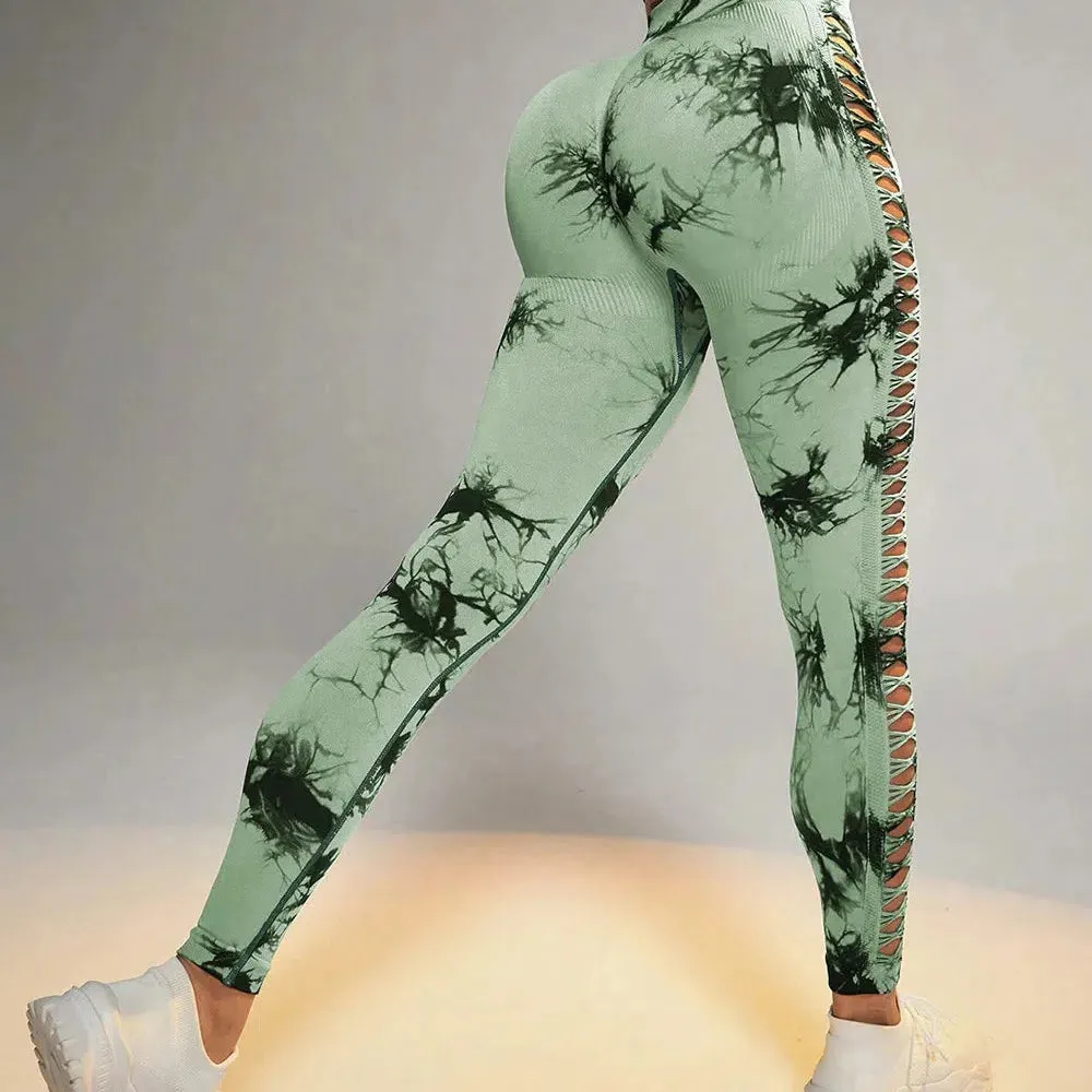 Sexy Hollow Black Seamless Leggings for Women Fitness Yoga Pants