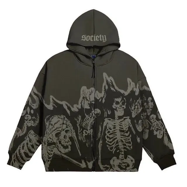 Skeletal Ribcage Zip-Up Hoodie