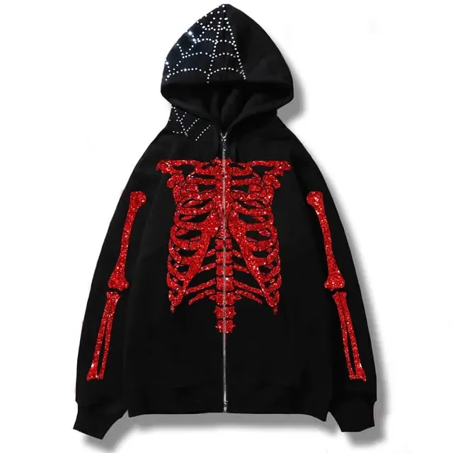 Skeletal Ribcage Zip-Up Hoodie