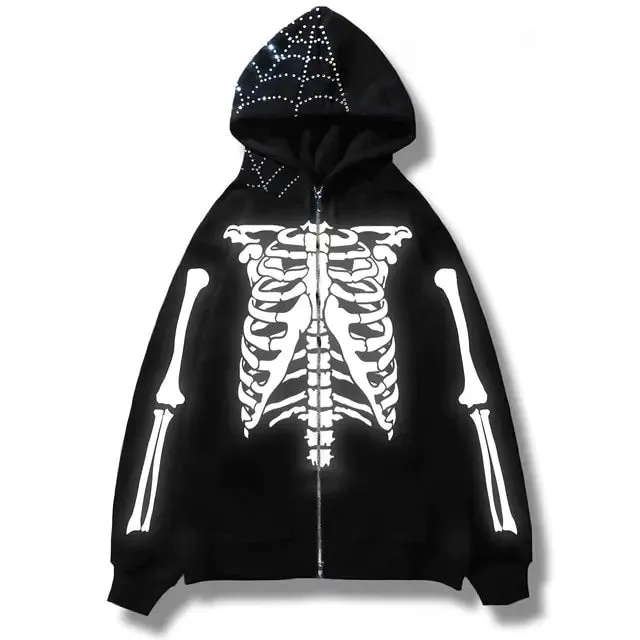 Skeletal Ribcage Zip-Up Hoodie