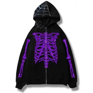 Skeletal Ribcage Zip-Up Hoodie