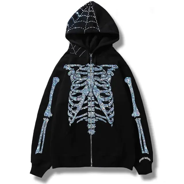 Skeletal Ribcage Zip-Up Hoodie