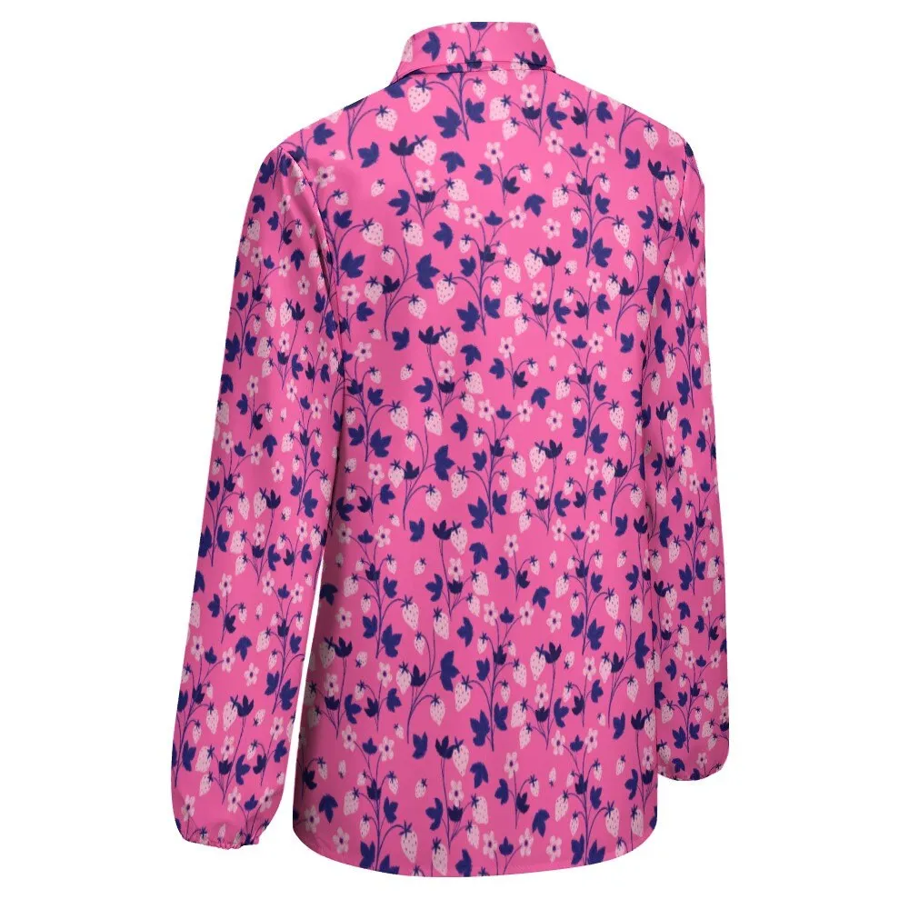 Strawberry Shirt, Pink Shirt Women, Neon Pink Shirt, Women's Blouses, Women's Tops, Women's Tops Long Sleeve, Women's Shirts, Pink Blouse