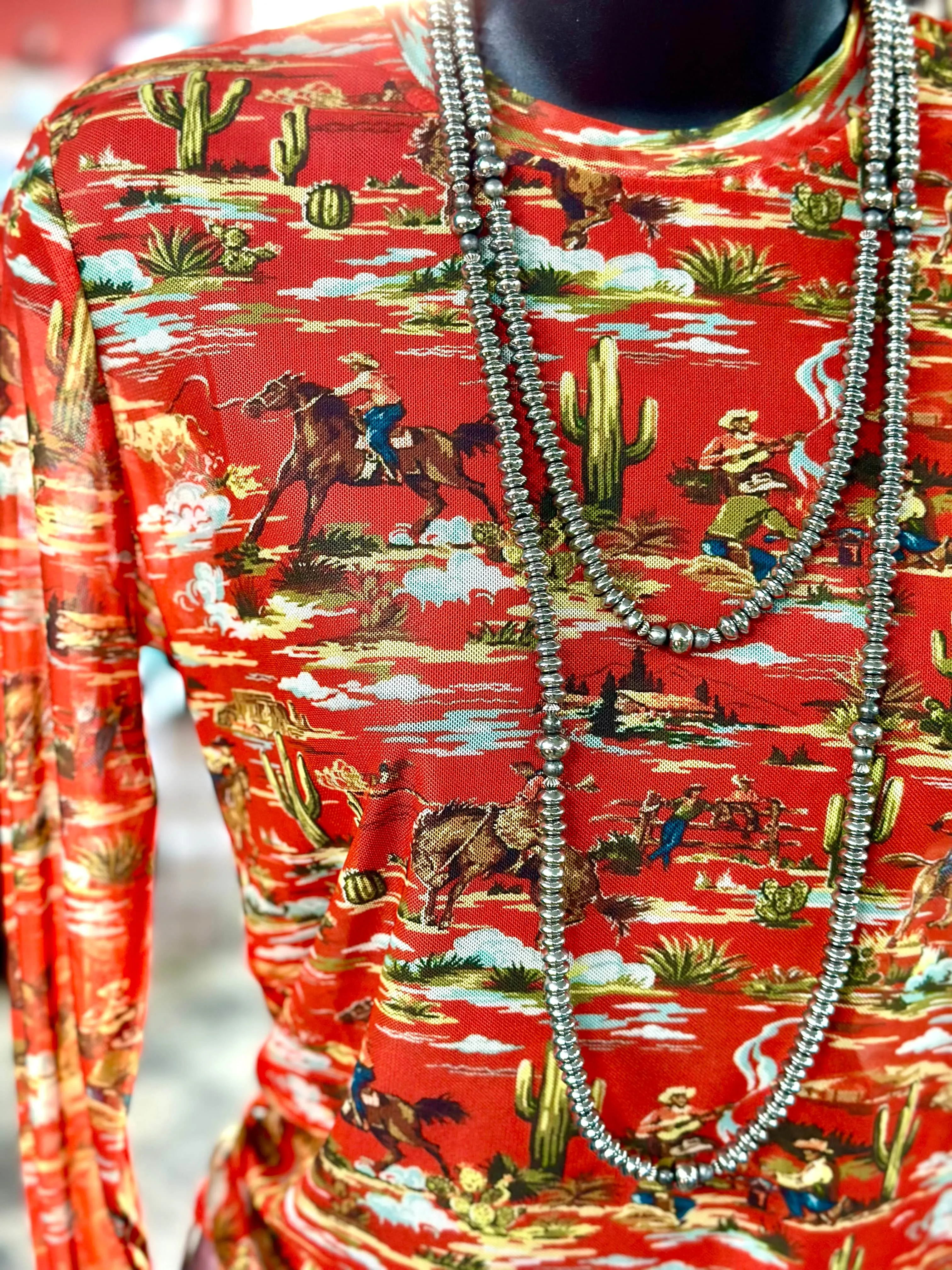The Ranch Rodeo Roundup Red Mesh Top