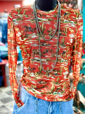 The Ranch Rodeo Roundup Red Mesh Top