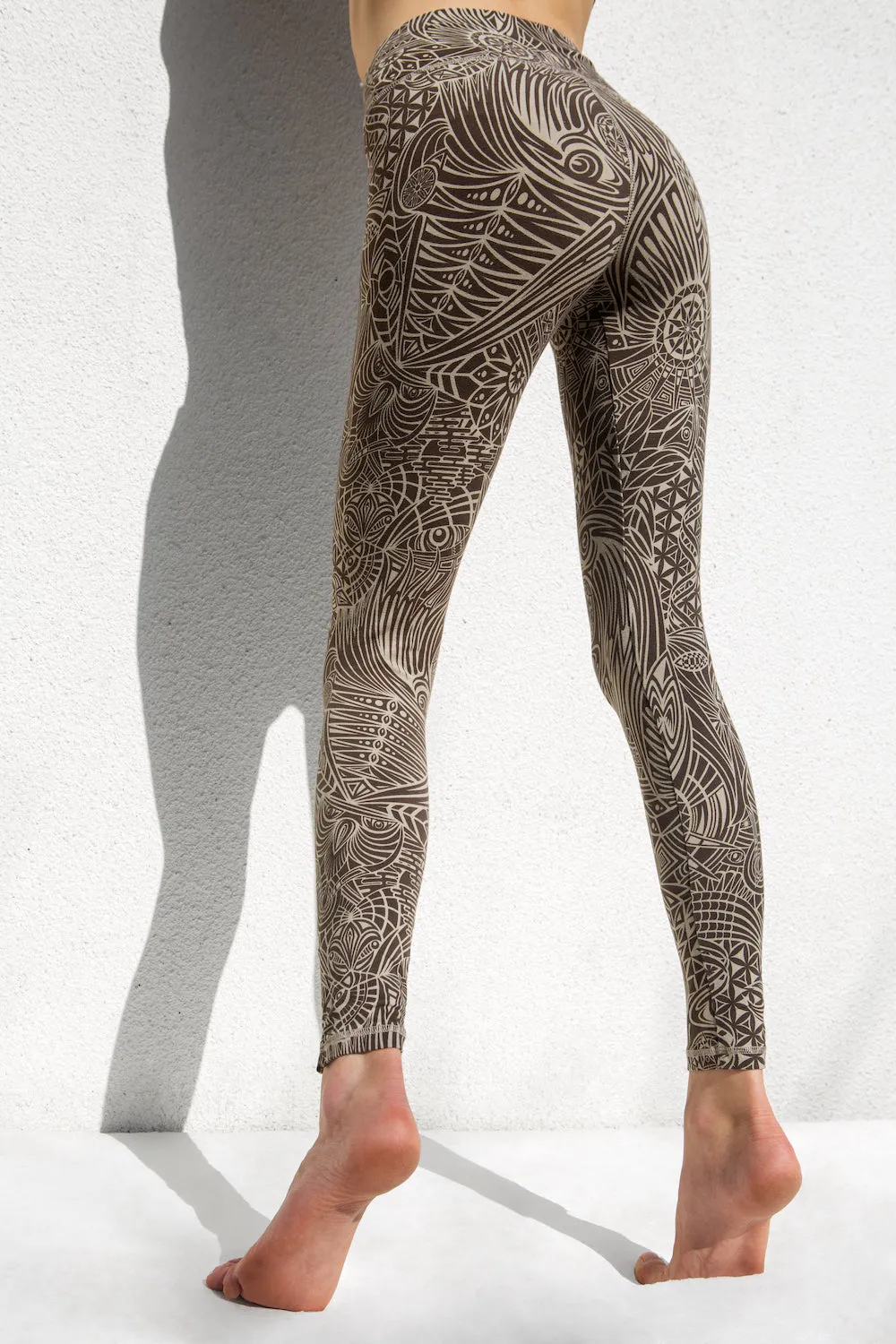 Tribal Leggings - Cream Brown