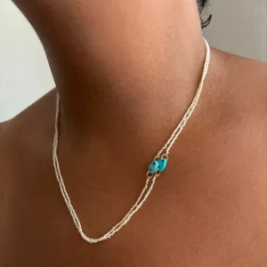 turquoise and tiny tiny tiny pearls