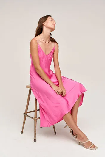 Velvet Poppy Satin Viscose Dress-Candy