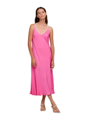 Velvet Poppy Satin Viscose Dress-Candy