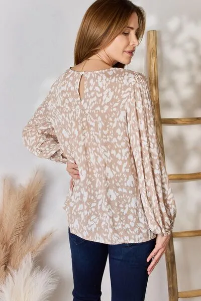 Women's Hailey & Co Embroidered Printed Balloon Sleeve Blouse