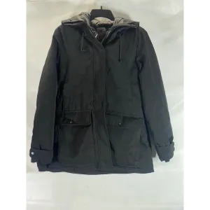 ZARA Women's Black Solid Double Closure Hooded Winter Parka Jacket SZ M