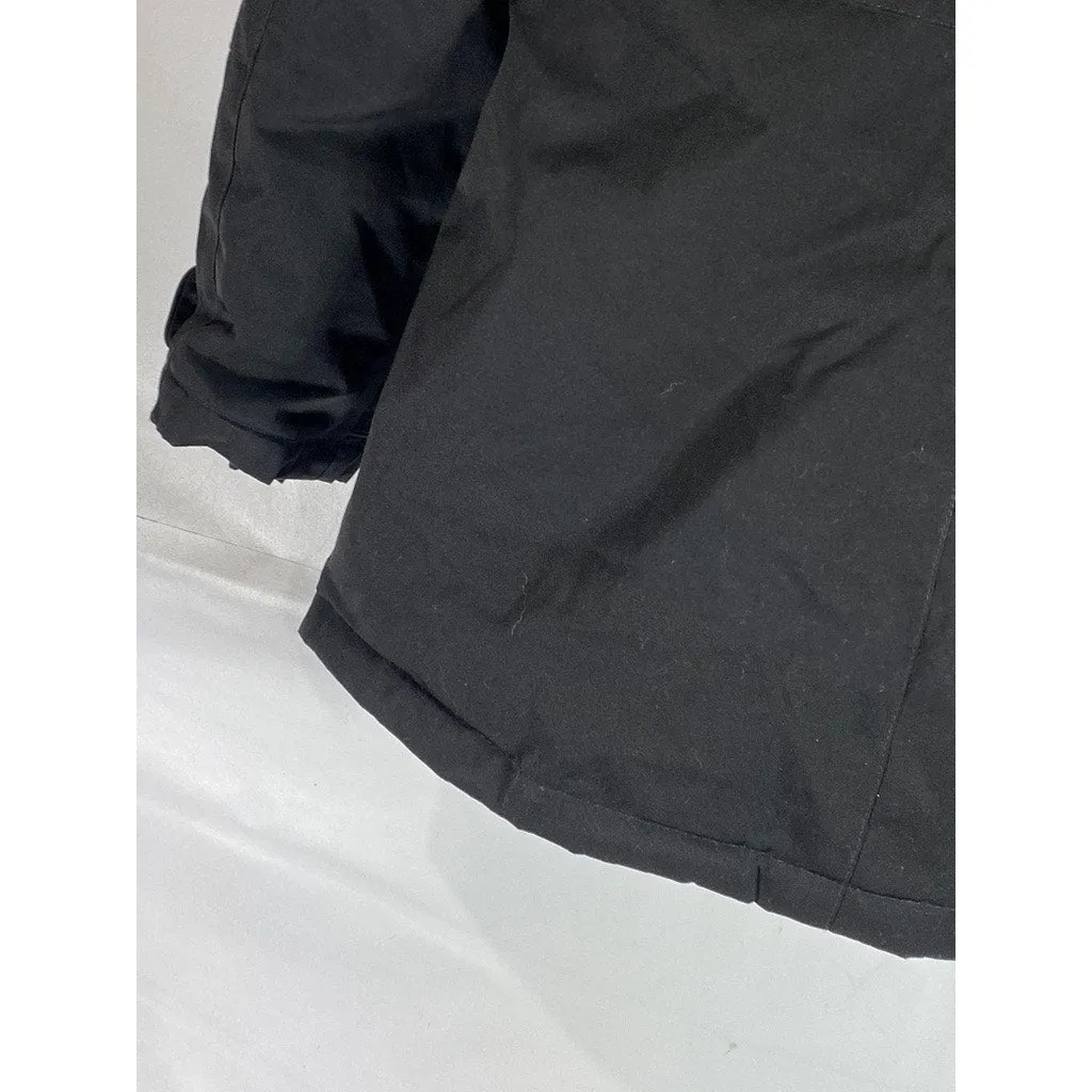 ZARA Women's Black Solid Double Closure Hooded Winter Parka Jacket SZ M