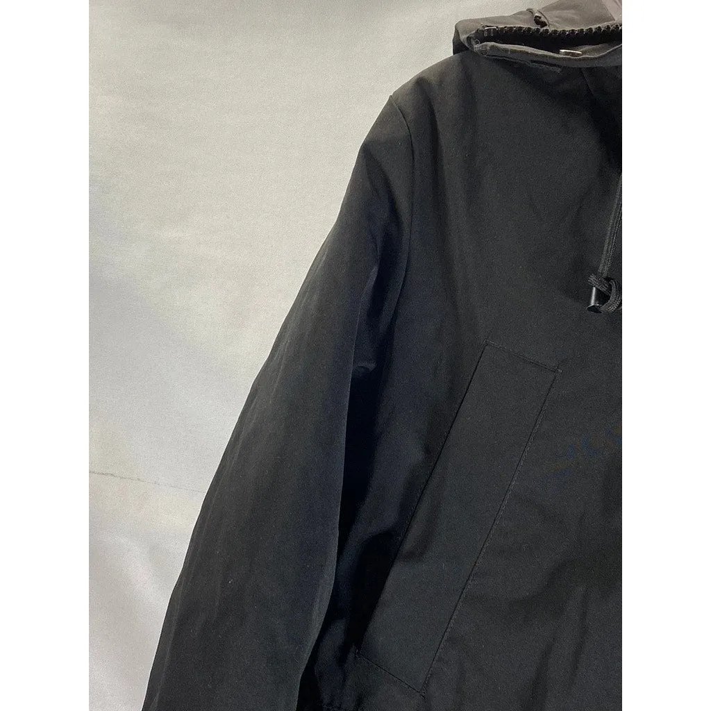 ZARA Women's Black Solid Double Closure Hooded Winter Parka Jacket SZ M