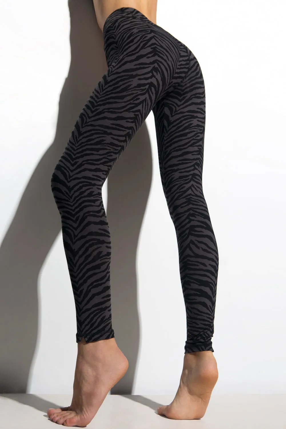 Zebra Leggings - Black Grey